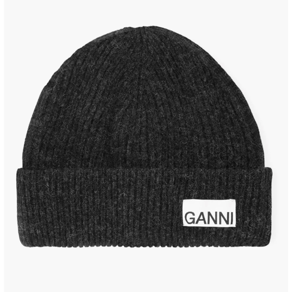 Ganni Knit Logo Beanie